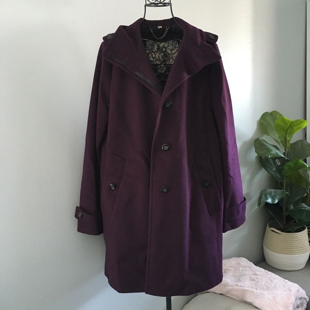 Authentic Burberry Purple Swing Pea Coat- 10